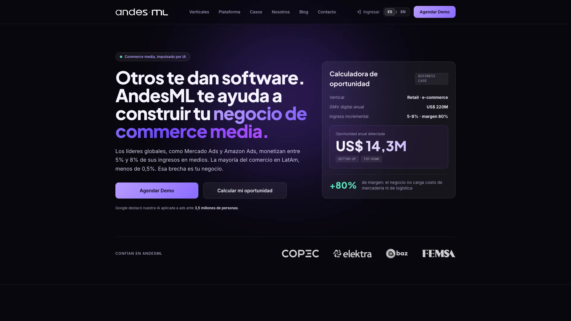 Sitio de AndesML, commerce media